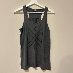 Kansas City Tank Top Charcoal Gray Black Boho Racerback Graphic Sew KC Medium